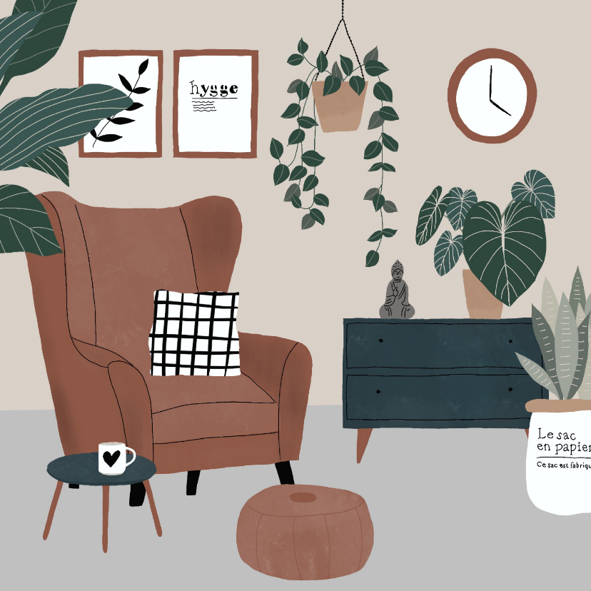 Felicitatiekaarten - Kaart met botanische illustratie 'Nieuwe woning' 