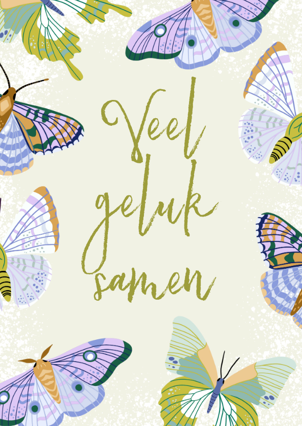 Felicitatiekaarten - Kaart veel geluk samen met vlinders