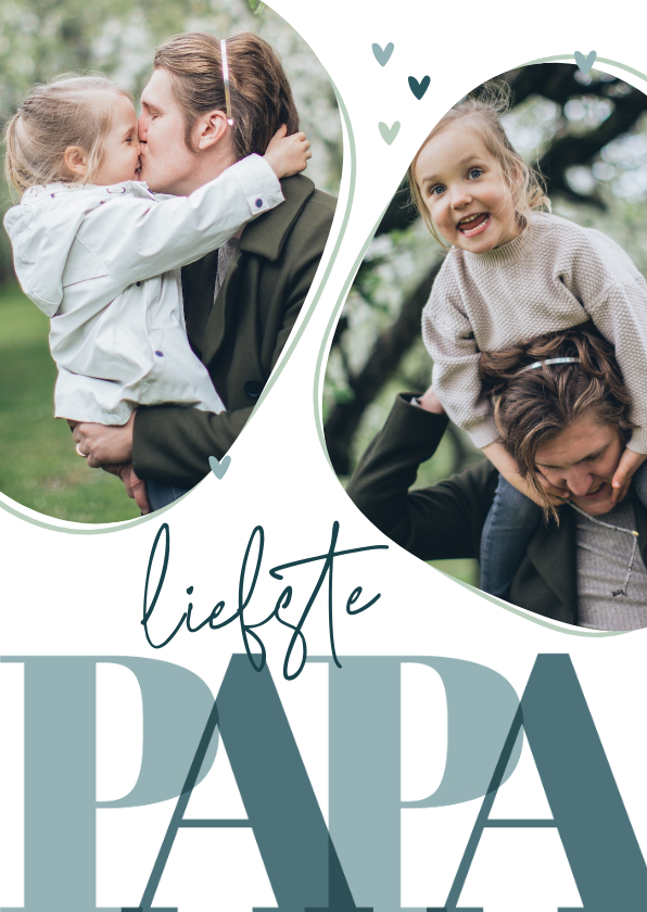 Fotokaarten - Abstracte fotokaart twee foto's en tekst 'liefste papa'