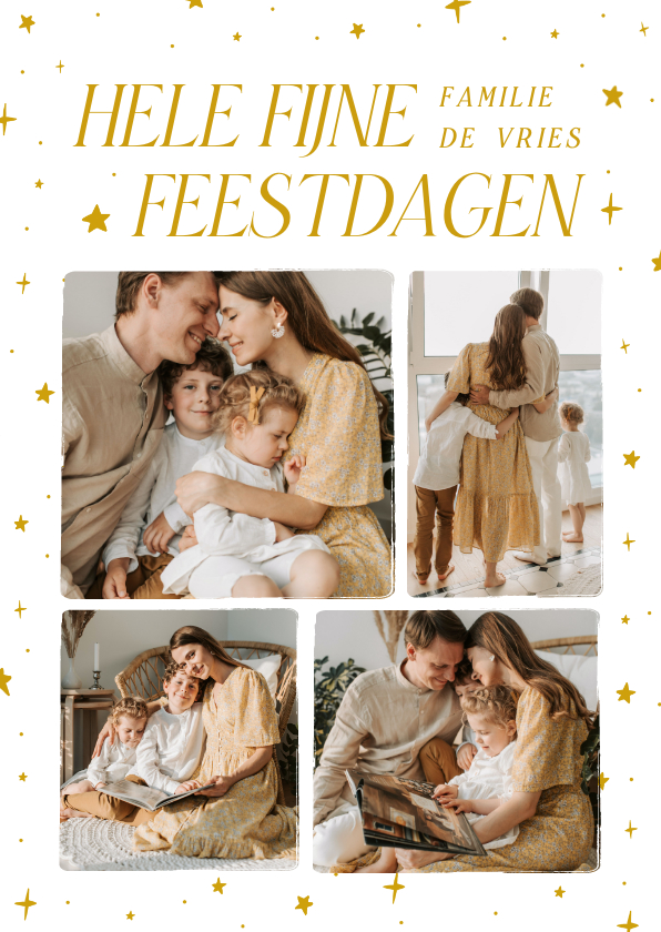 Fotokaarten - Elegante fotocollage kaart met goudkleurige sterretjes