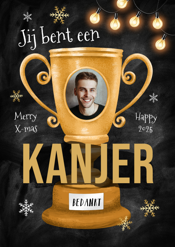 Fotokaarten - Foto kerstkaart bedankt kanjer medewerker beker zakelijk