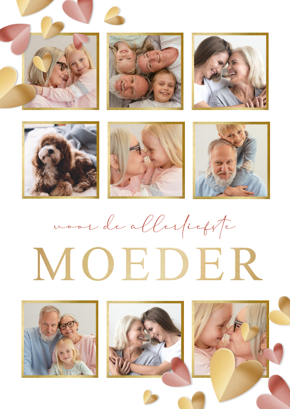 Fotokaarten - Fotocollage kaart voor de liefste moeder - met hartjes