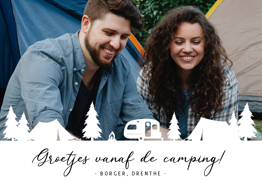 Fotokaarten - Fotokaart camping vakantiekaart met foto en tentjes