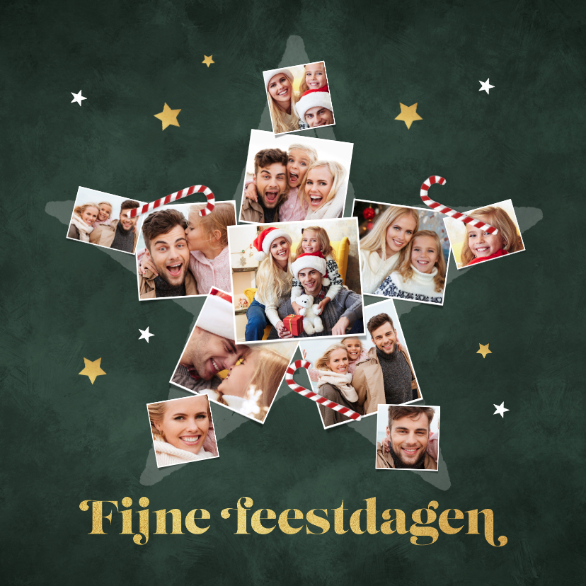 Fotokaarten - Fotokaart fotocollage ster zuurstok fijne feestdagen