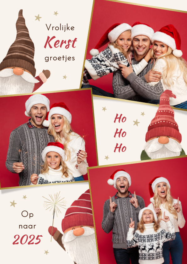 Fotokaarten - fotokaart kerst kabouters sterren grappig humor