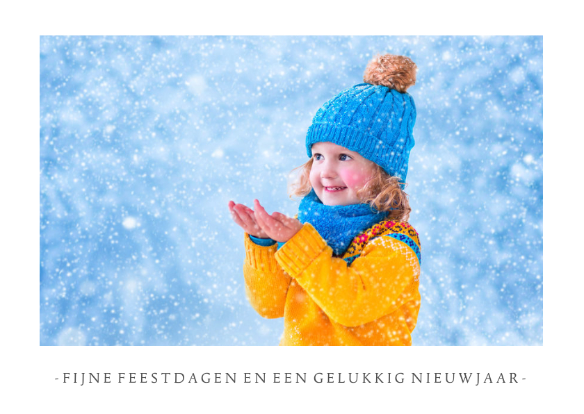 Fotokaarten - Fotokaart kerst wit met 1 grote foto en aanpasbare tekst