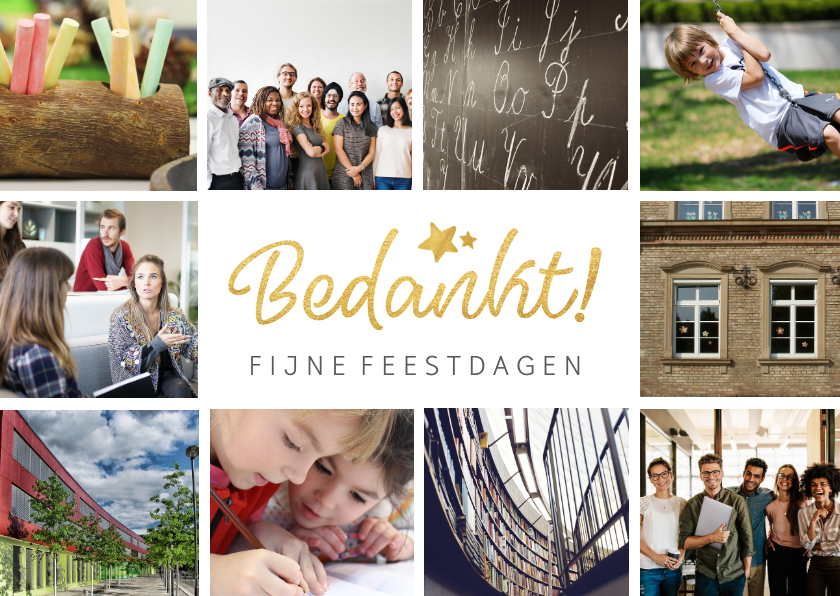 Fotokaarten - fotokaart met collage van 10 eigen foto's en bedankt