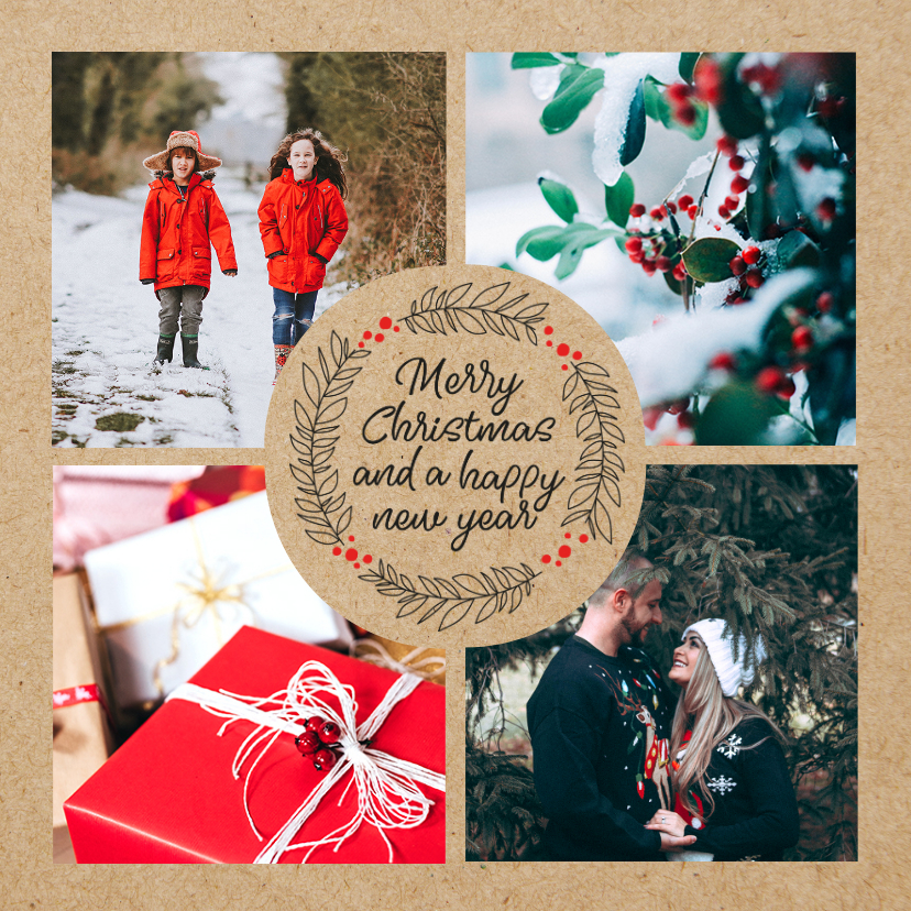 Fotokaarten - Fotokaart met kerstgroet en kraft