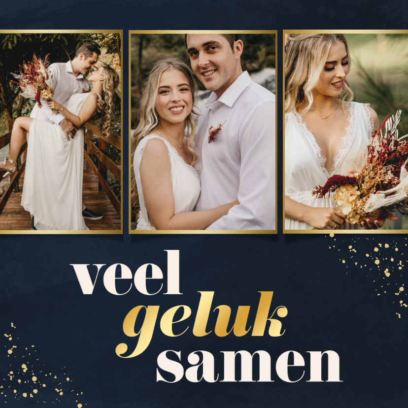 Fotokaarten - Fotokaart veel geluk samen met fotocollage blauw