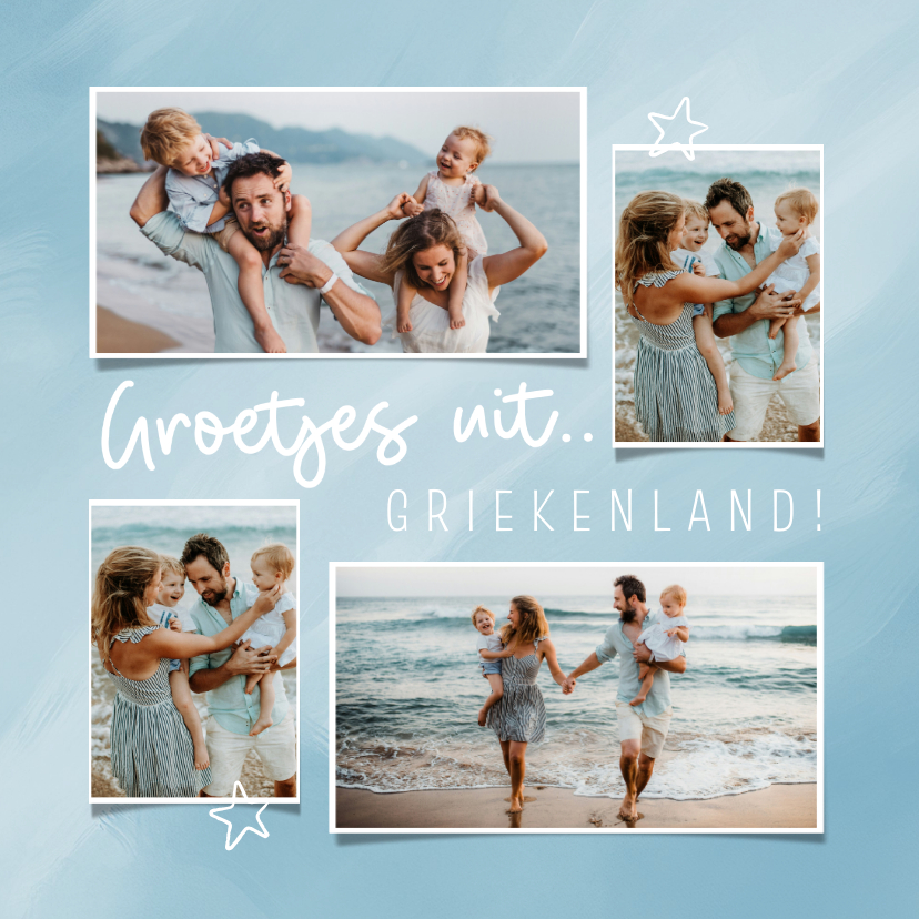 Fotokaarten - Fotokaartje vakantie collage groetjes uit Griekenland blauw