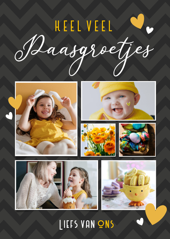 Fotokaarten - Leuke fotocollage kaart voor pasen met 6 eigen foto's