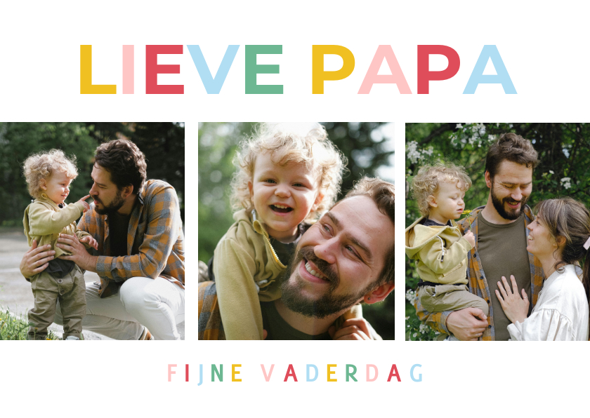 Fotokaarten - Vrolijke fotokaart met regenboog typografie 