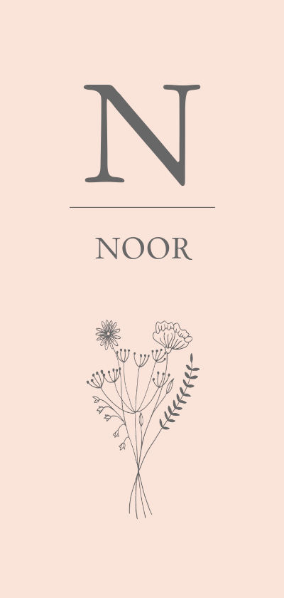 Geboortekaartjes - Geboortekaartje bloemen letter meisje