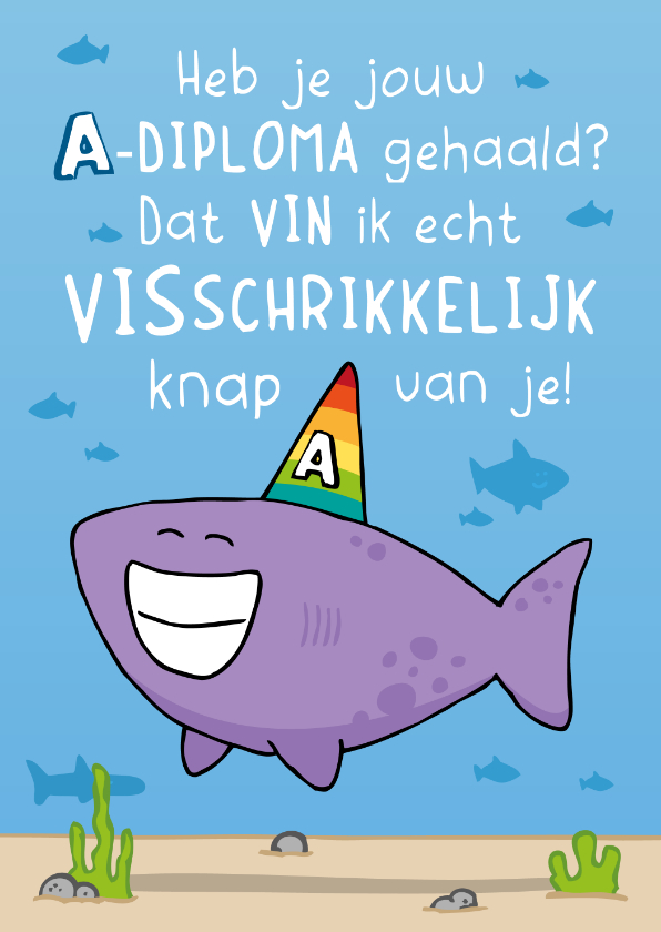 Geslaagd kaarten - Felicitatie zwemdiploma - VISschrikkelijk knap