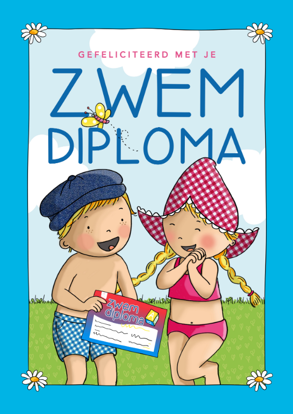 Geslaagd kaarten - Fien & Teun Gefeliciteerd met je zwemdiploma