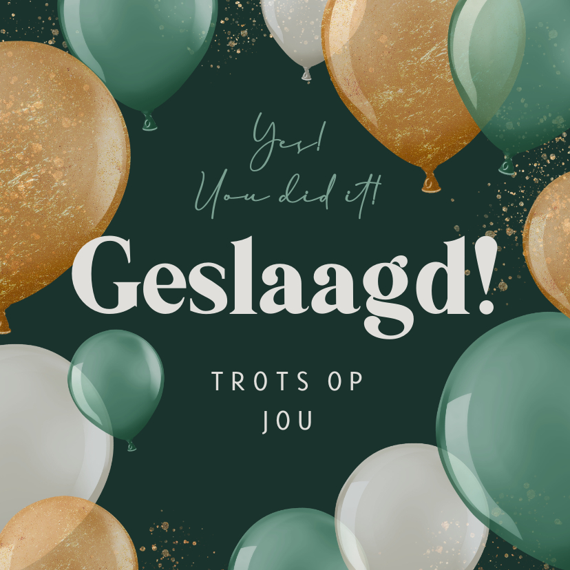 Geslaagd kaarten - Geslaagd kaart ballonnen feestelijk you did it trots