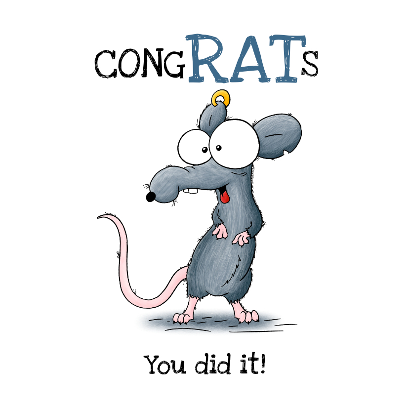 Geslaagd kaarten - Geslaagd kaart 'congRATs you did it'