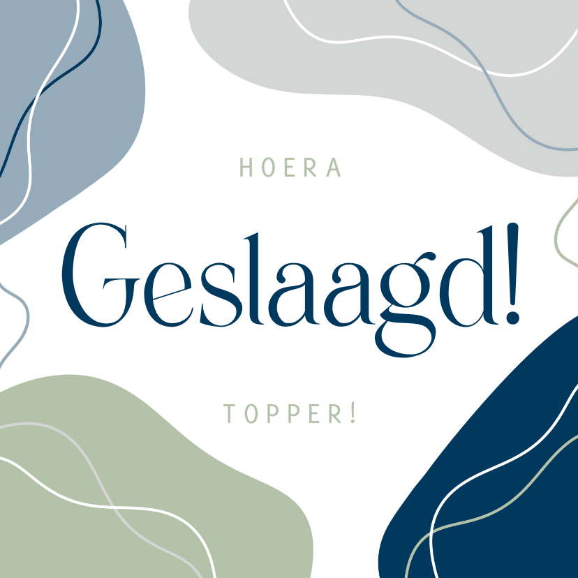 Geslaagd kaarten - Geslaagd kaartje abstract blauw groen 