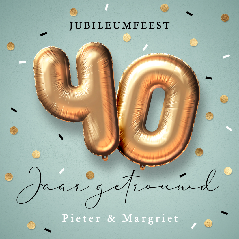 Jubileumkaarten - 40 jaar jubileum uitnodiging ballonnen