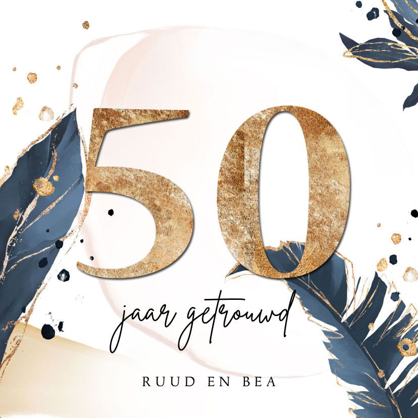 Jubileumkaarten - Botanisch goud look uitnodiging 50 jaar getrouwd