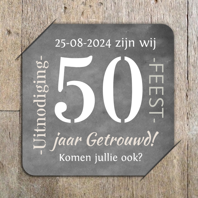 Jubileumkaarten - Jubileum 50 hout en foto RB