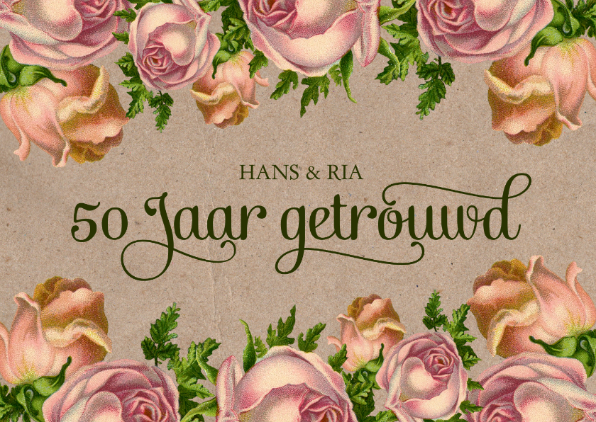 Jubileumkaarten - Jubileum 50 vintage rozen