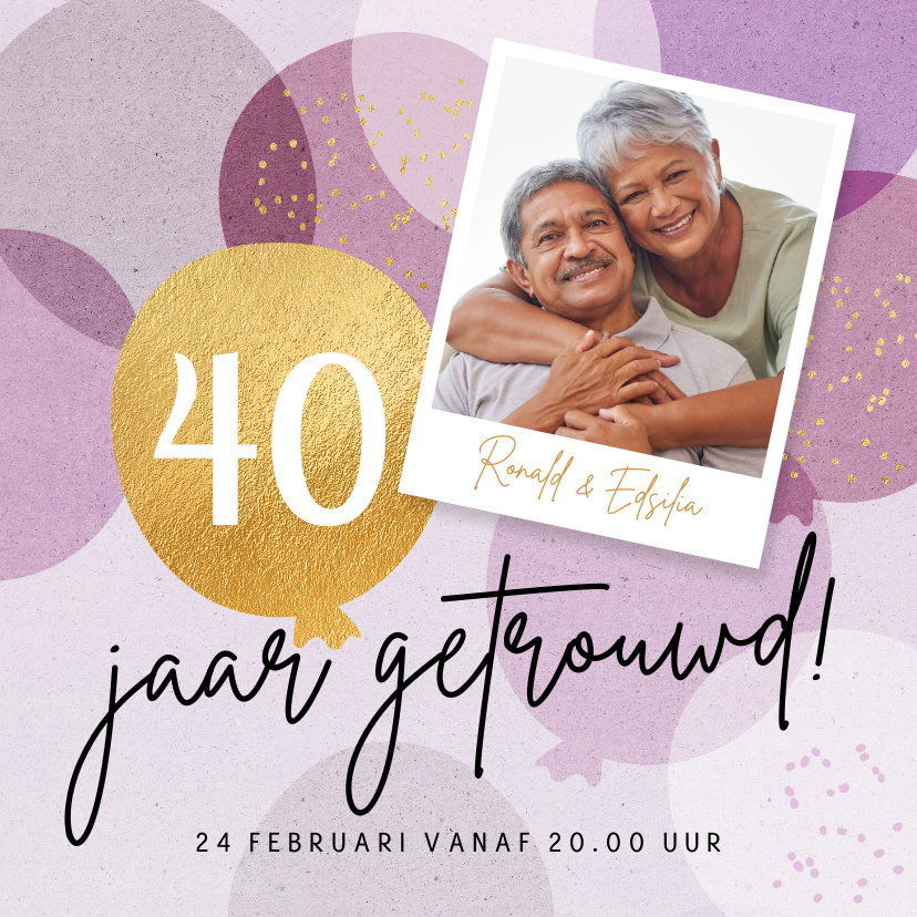 Jubileumkaarten - Jubileumfeest uitnodiging 40 jaar ballonnen en confetti