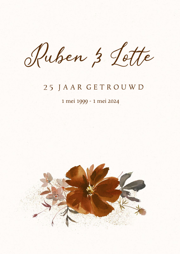 Jubileumkaarten - Jubileumkaart beige terra bloemen