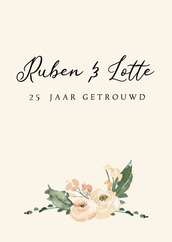 Jubileumkaarten - Jubileumkaart huwelijk zalmroze bloemen