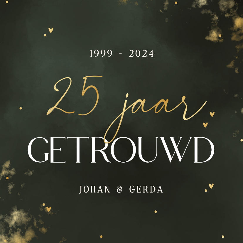 Jubileumkaarten - Stijlvolle uitnodiging jubileum 25 jaar getrouwd donkergroen