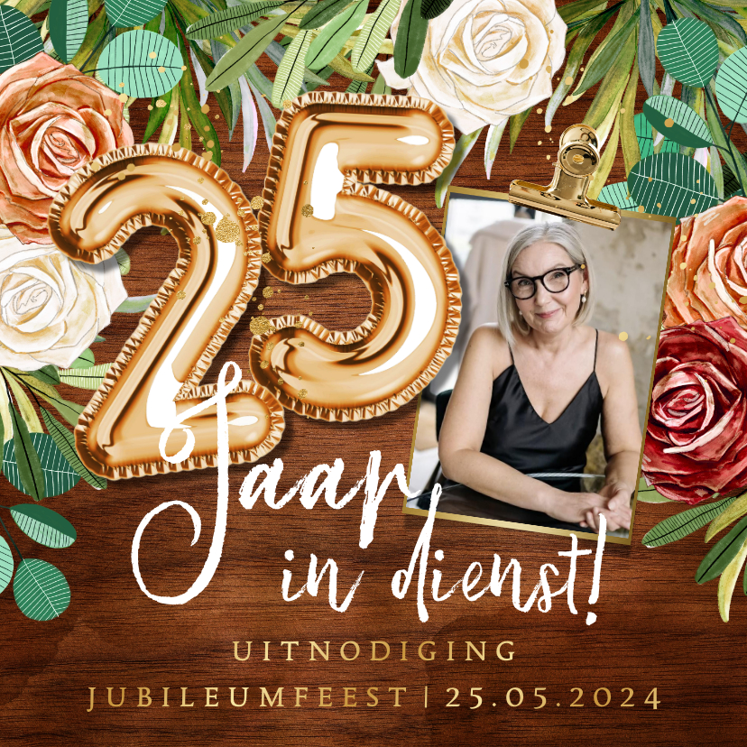 Jubileumkaarten - Stijlvolle uitnodiging jubileumfeest 25 jaar botanisch hout