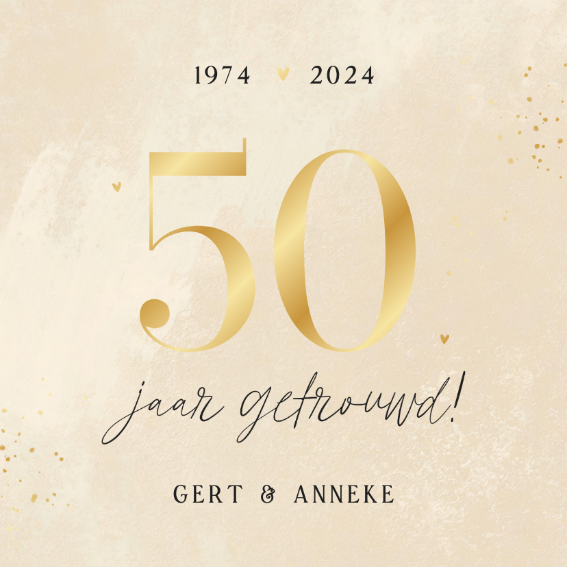 Jubileumkaarten - Uitnodiging jubileum 50 jaar getrouwd steenlook goud