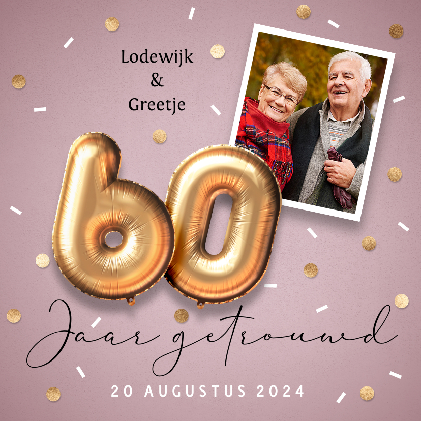 Jubileumkaarten - Uitnodiging jubileum 60 jaar ballonnen