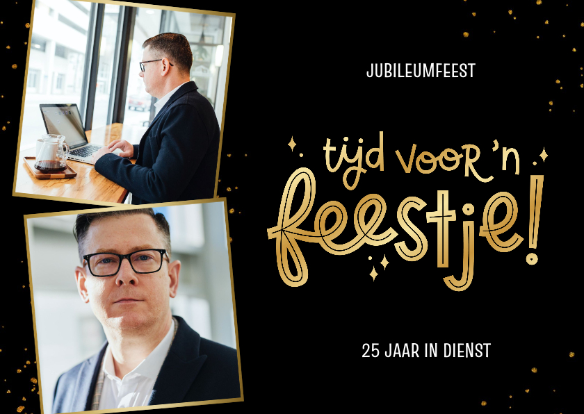 Jubileumkaarten - Uitnodiging jubileumfeest tijd voor 'n feestje goud