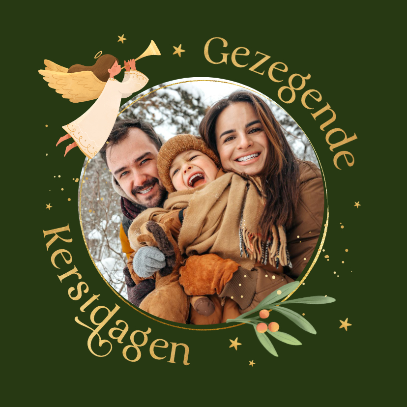 Kerstkaarten - Christelijke kerstkaart engel gezegende kerstdagen foto duif