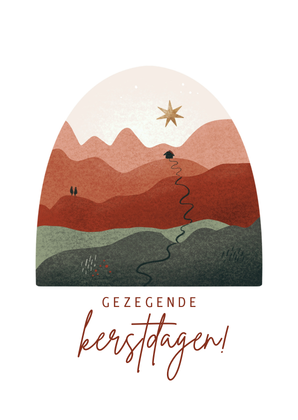 Kerstkaarten - Christelijke kerstkaart met landschap en kerststal