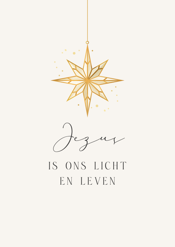 Kerstkaarten - Christelijke kerstkaart ster goud Jezus licht leven