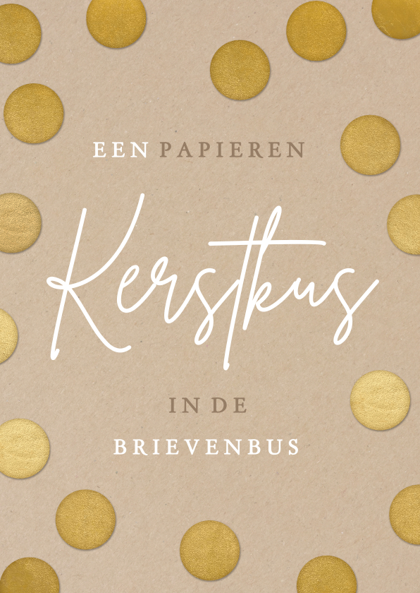 Kerstkaarten - Een kerstkus door de brievenbus - Gouden confetti 