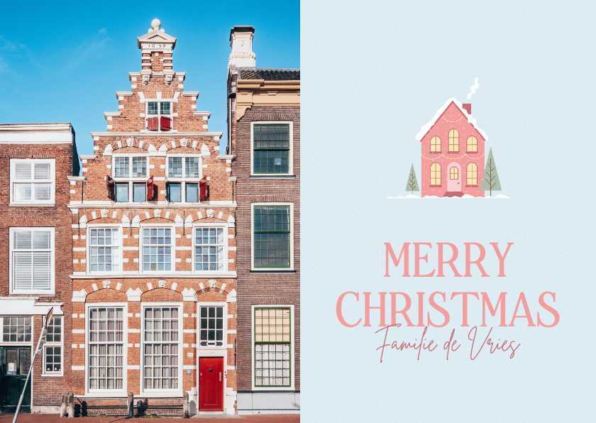 Kerstkaarten - Foto kerstkaart met huisje voor verhuizing