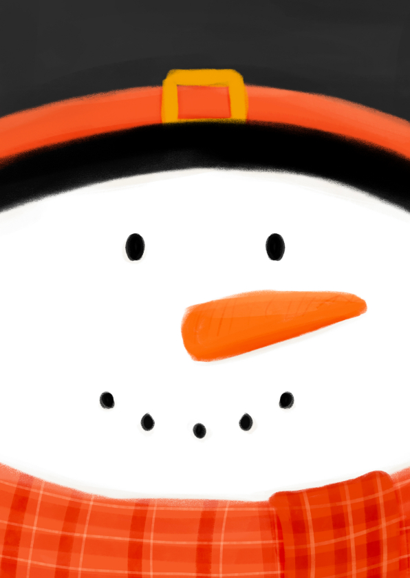 Kerstkaarten - Grappig kerstkaartje illustratie gezicht sneeuwpop closeup