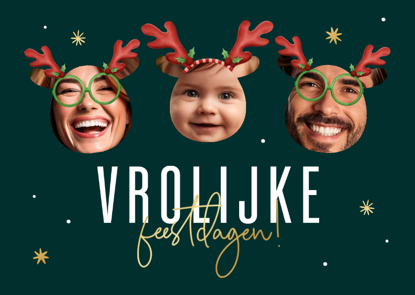 Kerstkaarten - Grappige collage kerstkaart vrolijke feestdagen met sterren