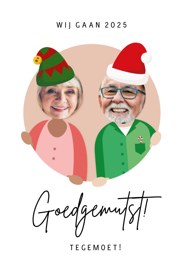 Kerstkaarten - Grappige kerstkaart - goedgemutst 2025 tegemoet!