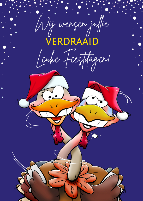 Kerstkaarten - Grappige kerstkaart met kalkoenen die een leuke kerst vieren