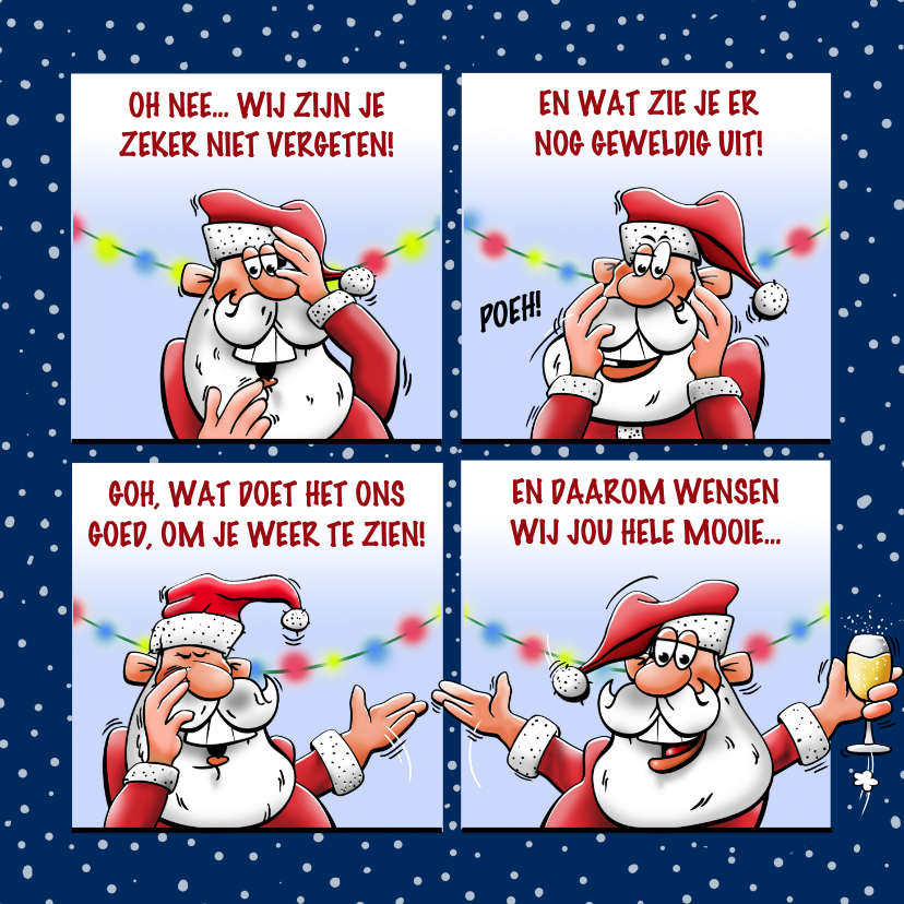 Kerstkaarten - Grappige kerstkaart met kerstman die fijne feestdagen wenst