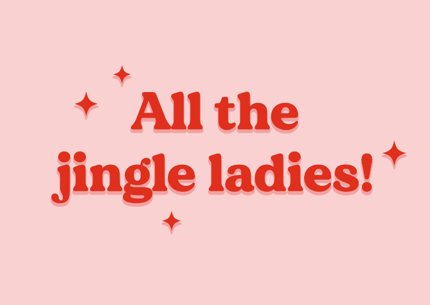 Kerstkaarten - Grappige roze kerstkaart all the jingle ladies