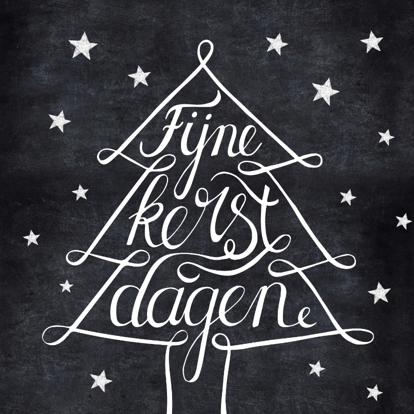 Kerstkaarten - Handlettering kerstkaart zwartwit kerstboom