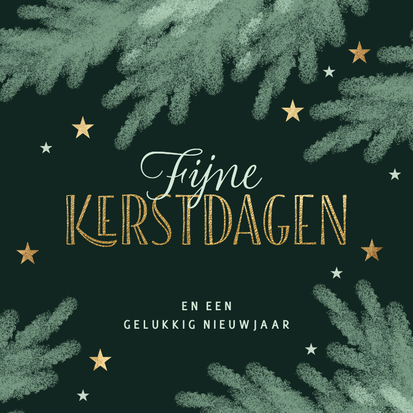 Kerstkaarten - Hippe kerstkaarten krijt kersttakken groen