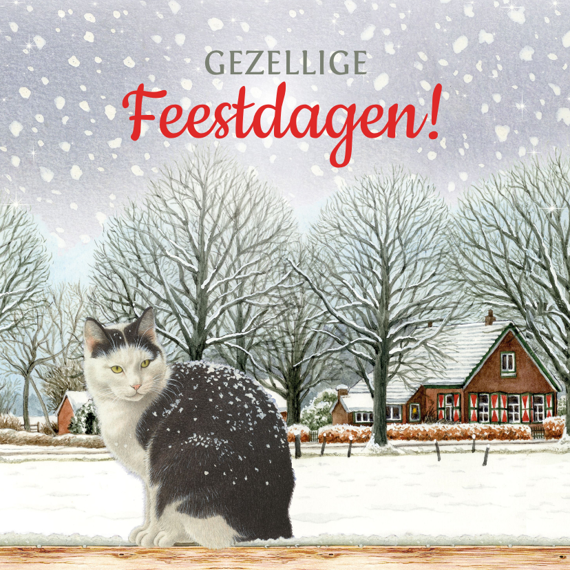 Kerstkaarten - Kaart met een winters tafereel 