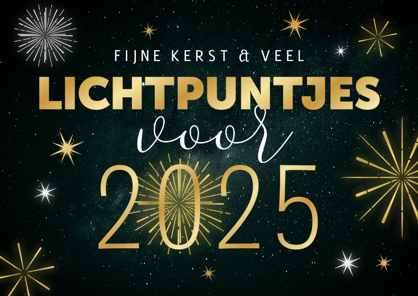 Kerstkaarten - Kerst- en nieuwjaarskaart lichtpuntjes vuurwerk 2025