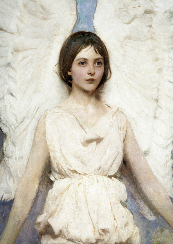 Kerstkaarten - kerst-kunstkaart van Abbott Handerson-Thayer. Engel